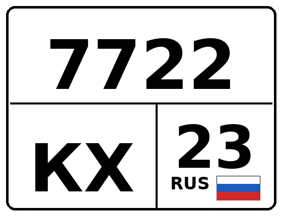 Госномер 7722КХ 23, Краснодарский край