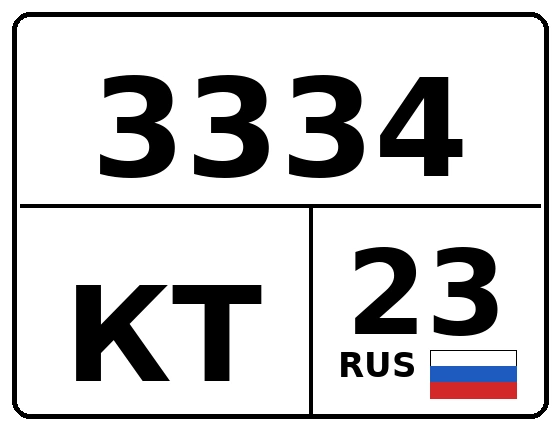 Госномер 3334КТ 23, Краснодарский край
