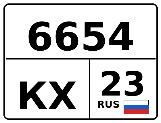 Госномер 6654КХ 23, Краснодарский край