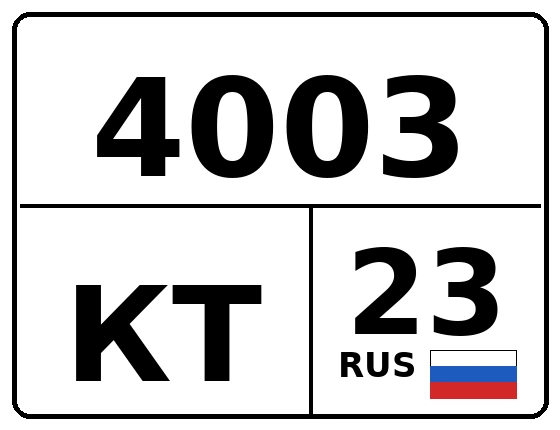 Госномер 4003КТ 23, Краснодарский край