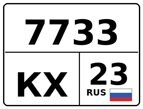 Госномер 7733КХ 23, Краснодарский край